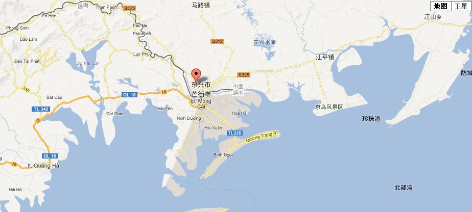 展开全部 在广西的防城港市东兴市内,临近中越边境 向左转 向右转