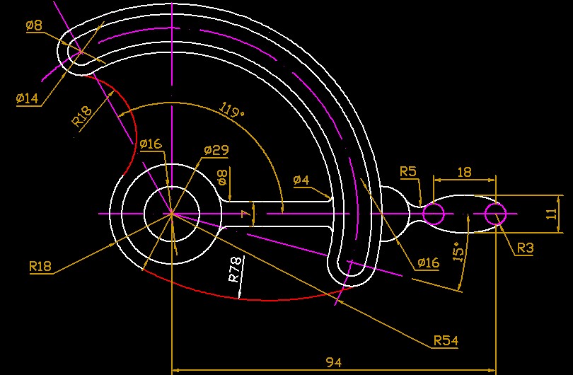 CAD问题:画与圆相切的圆弧。mspacecad图片
