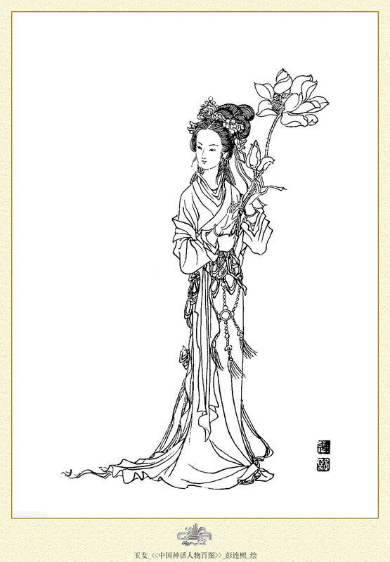 求古代美女的素描画袜美女套图片