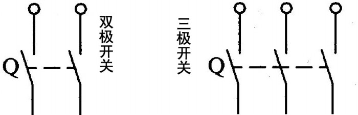 双极开关和三极开关的电路图符号是无杭州设计同图片