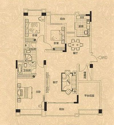 求一份房屋装修设计图?房子建筑134面积平米左右,三室