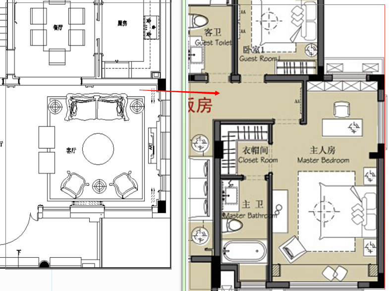 cad平面图 如何快速给地面填充一个颜色,不填充地毯家具.