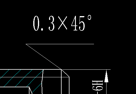 CAD中角度0.3*45下图代表?,意思前面为什cadxl放大线v角度后会图片