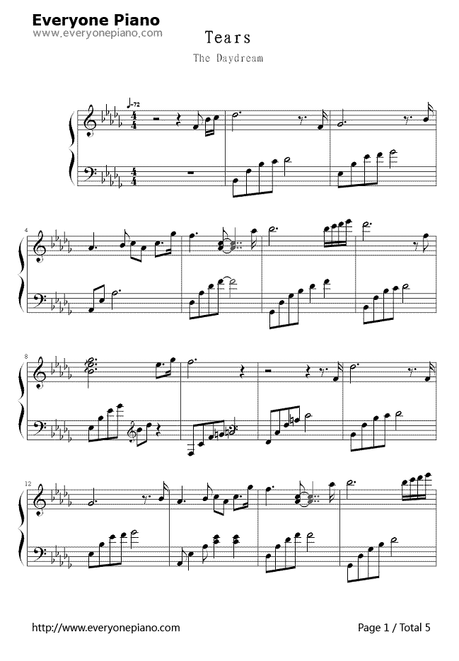 钢琴曲眼泪左手右手