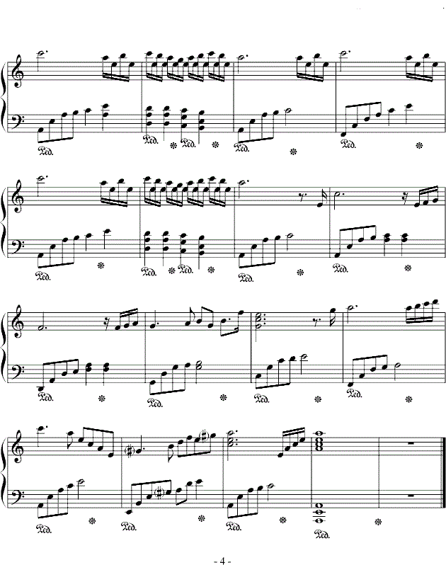 钢琴曲 眼泪 五线谱