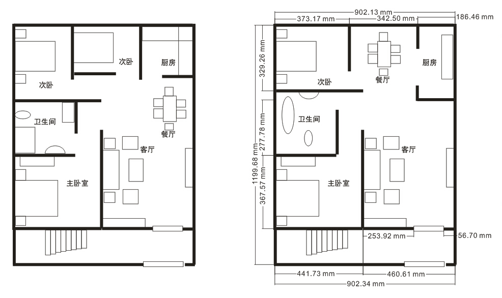 求一张房屋设计图100平方左右