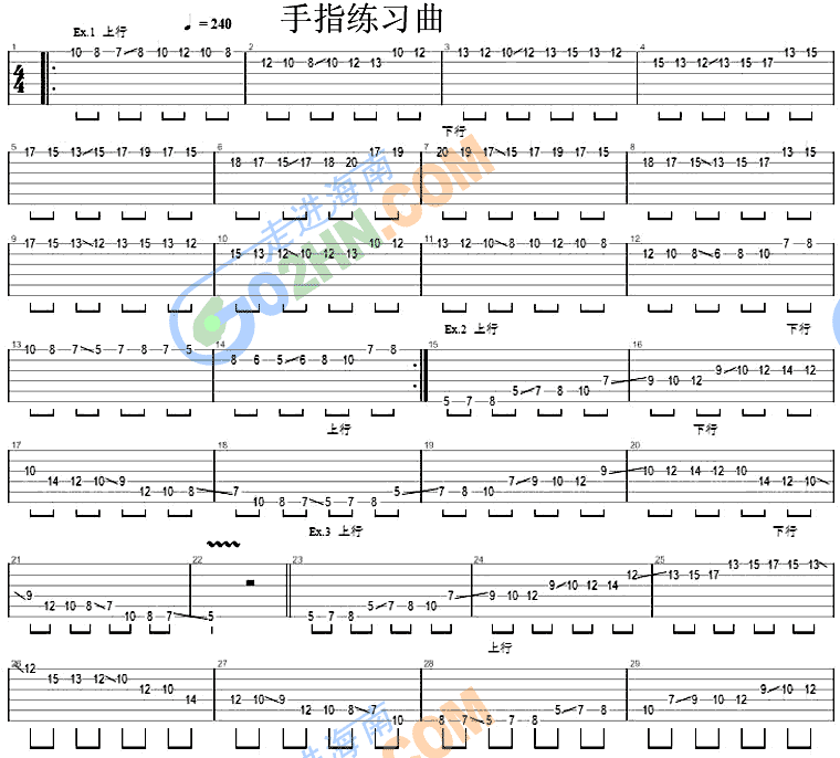 求吉他单音 谱子