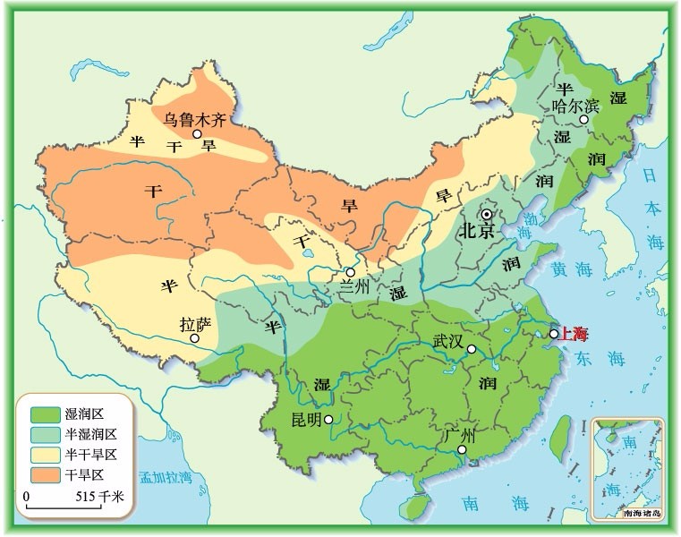 按中国小学带和温度区的划分上海市应区分干湿按初中高明属于图片