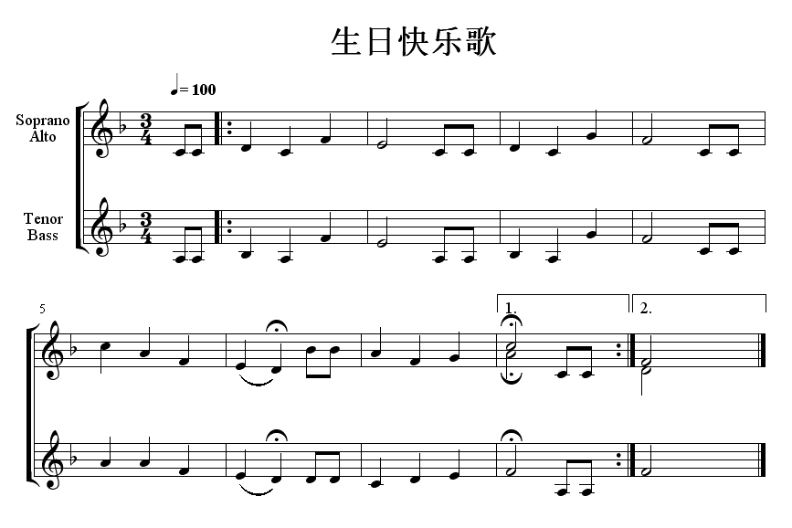 把生日快乐简谱翻译成蝌蚪的