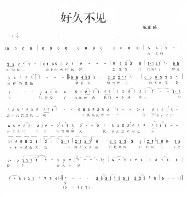求陈奕迅《好久不见》钢琴简谱完整版