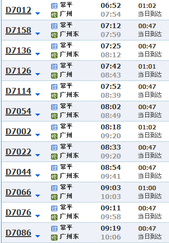 广州火车站到广州东莞石龙火车站多少时间一趟?