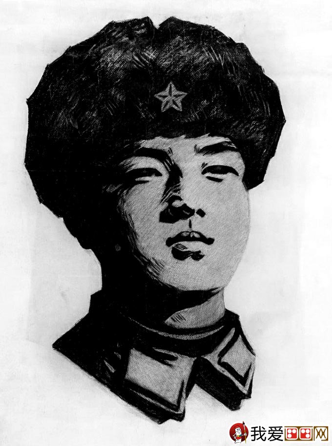 力求雷锋素描头像