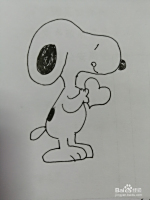 拿着爱心的可爱史努比怎么画