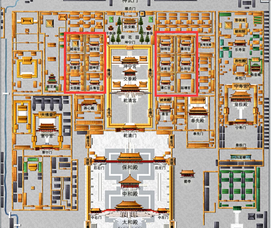 "东宫"在故宫平面图上的位置?