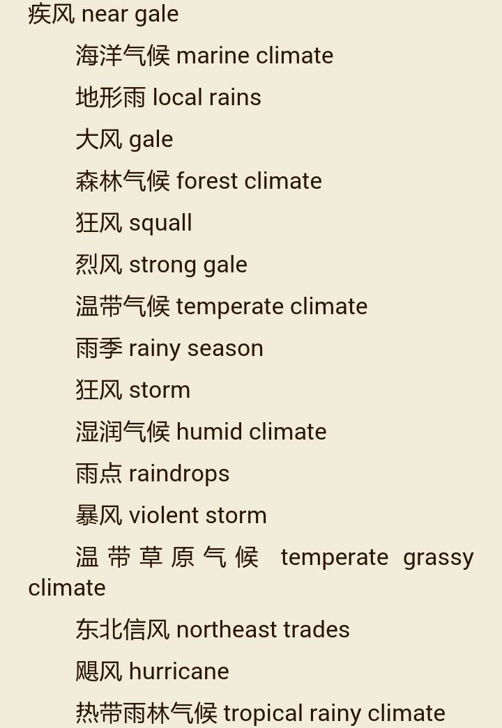 大家知道哪些描写天气的英语单词?越多越好!