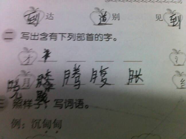 写出带有下列部首的字片