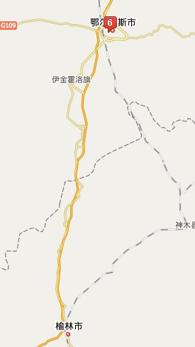 陕西榆林市神木县到内蒙古羊市塔的路线
