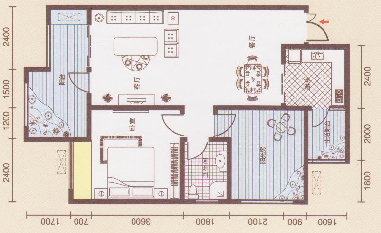 跪求83平方的房屋设计图?