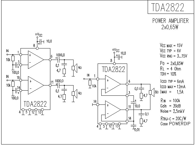 tda2822功放电路图_电路图分享 tda2822功放电路图
