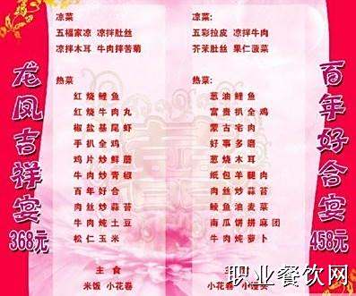 婚宴的菜单大全图片