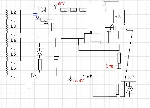 8a的充电器,想当成开关电源,lm324拆了,这是变压器次级部分的电路图