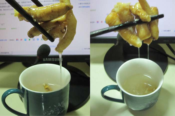 几段草鱼放保温杯浸泡了一阵现有后发酒店一样的图片而且有一股人参酸味清蒸粘液蛋清图片