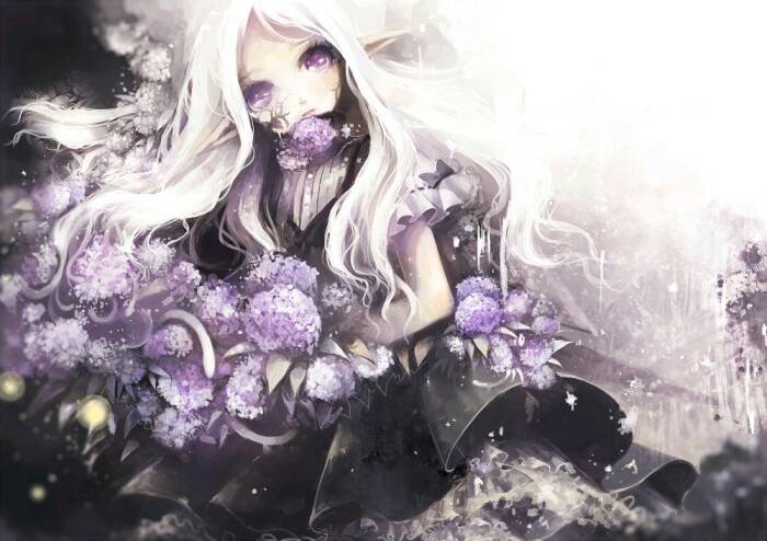 底图是位银发紫瞳的女生,最好有病娇属性,多带几张.
